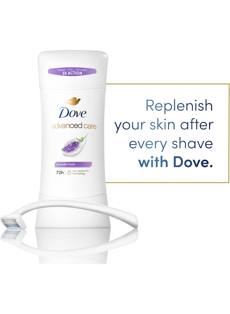 Dove Advanced Care Antiperspirant Deodorant Stick Lavender Fresh, 72H Sweat & Odor Protection, Helps Skin Barrier Repair After Shaving, Soft Underarms, 74g - Image 4